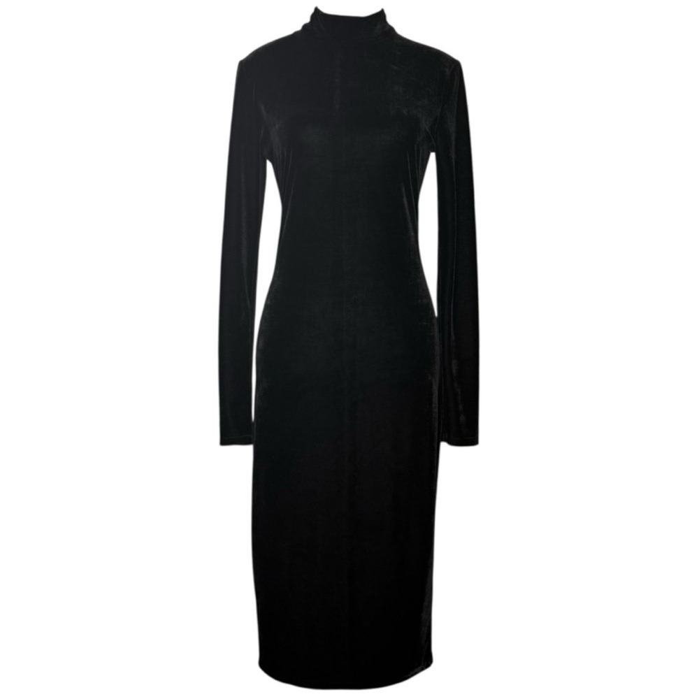 NBD Black velvet stretch Long Sleeve Dress